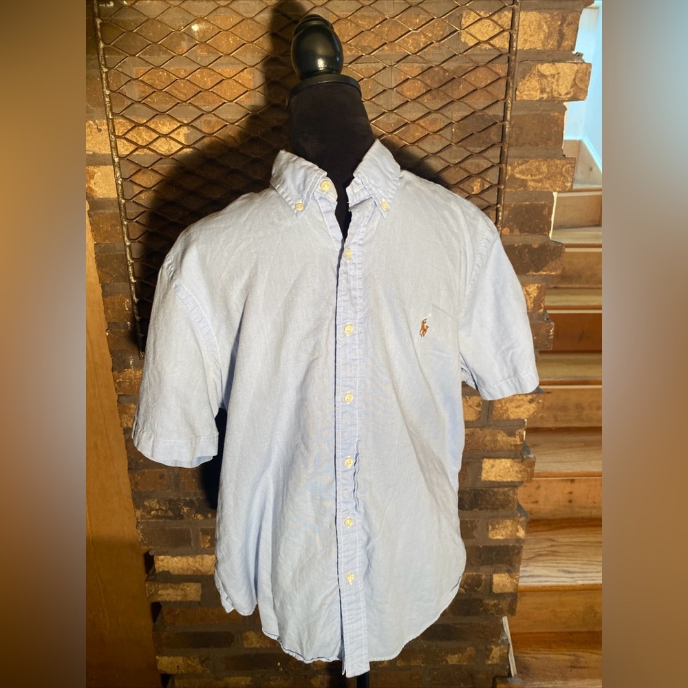 Polo Ralph Lauren Light Blue Button Up Cotton Dress Shirt Size Large L